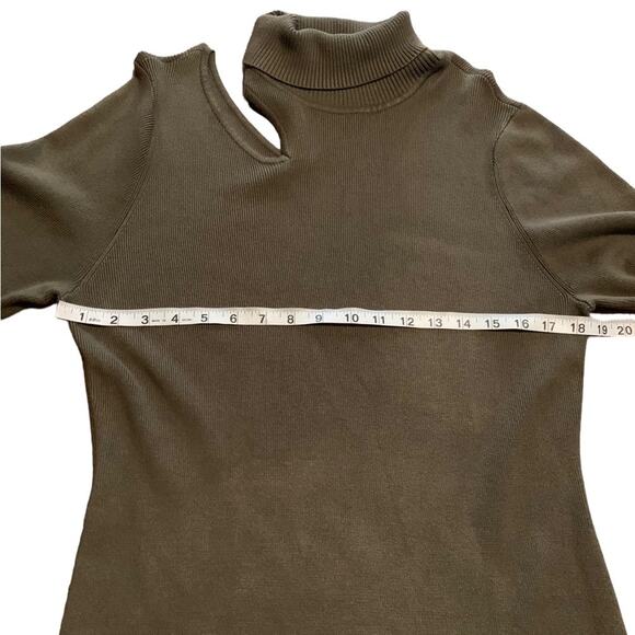 Venus Sweater Dress Turtleneck Long Sleeve Olive Green Size 1X - Picture 7 of 9